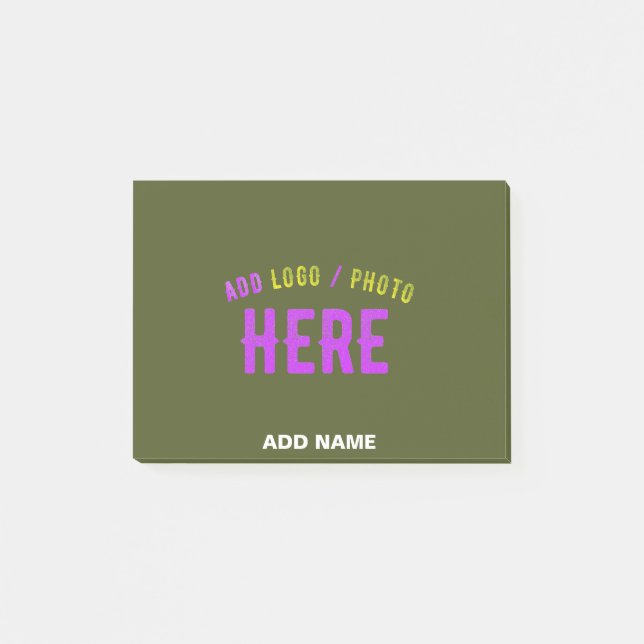 STYLISH MODERN CUSTOM ARMY GREEN VERIFIED BRANDED POST-IT NOTES (Front)