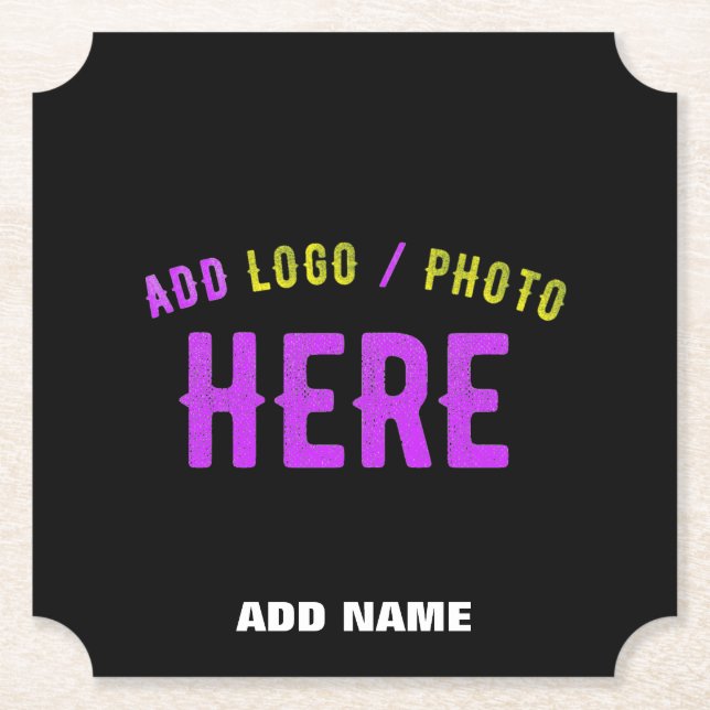 STYLISH MODERN CUSTOM BLACK BRANDED TICKET SHAPED PAPER COASTER (Front)