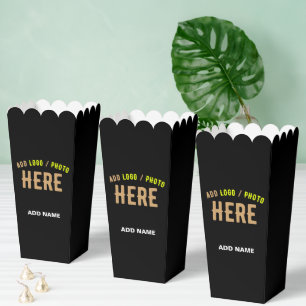 STYLISH MODERN CUSTOM BLACK VERIFIED BRAND POPCORN FAVOUR BOX