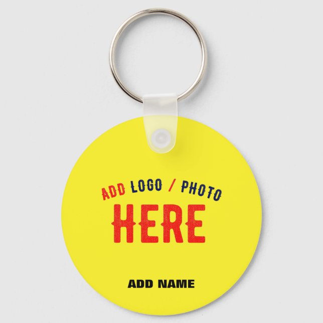 STYLISH MODERN CUSTOM BRIGHT YELLOW VERIFIED BRAND KEY RING (Front)