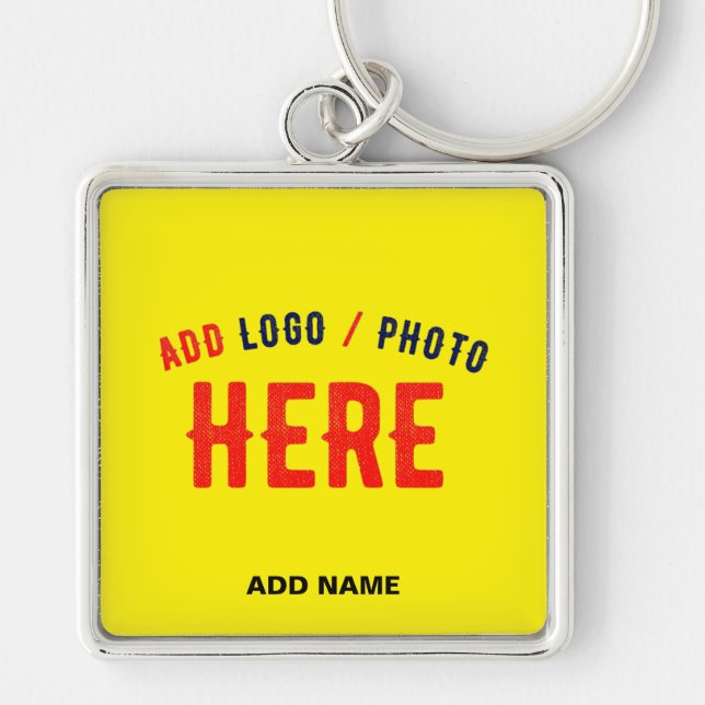 STYLISH MODERN CUSTOM BRIGHT YELLOW VERIFIED BRAND KEY RING (Front)