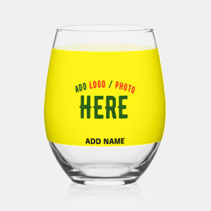 STYLISH MODERN CUSTOM BRIGHT YELLOW VERIFIED BRAND STEMLESS WINE GLASS