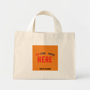 STYLISH MODERN CUSTOM BROWN DARK ORANGE BRANDED MINI TOTE BAG