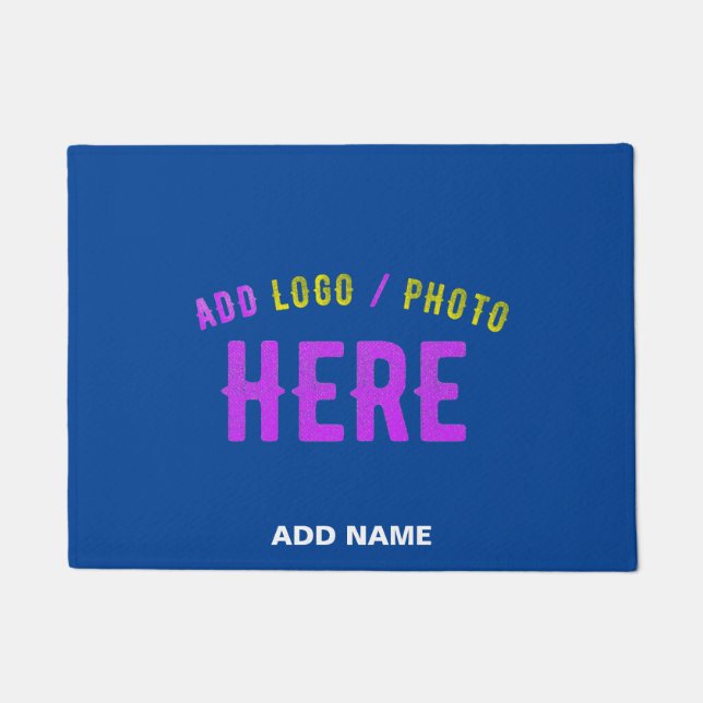 STYLISH MODERN CUSTOM COBALT BLUE VERIFIED BRANDED DOORMAT (Front)