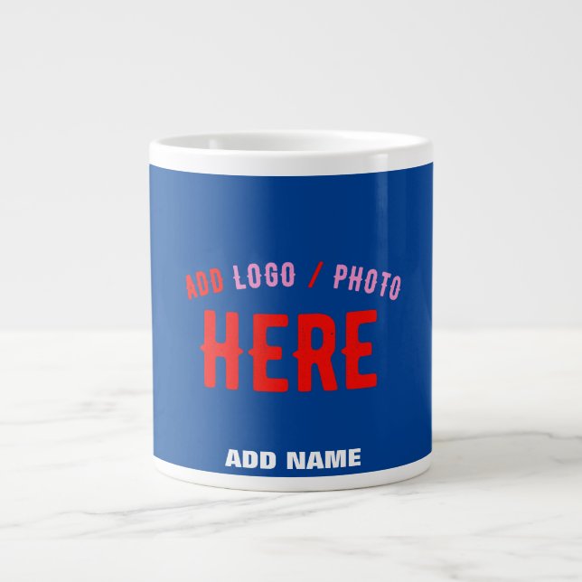 STYLISH MODERN CUSTOM COBALT BLUE VERIFIED BRANDED LARGE COFFEE MUG (Front)