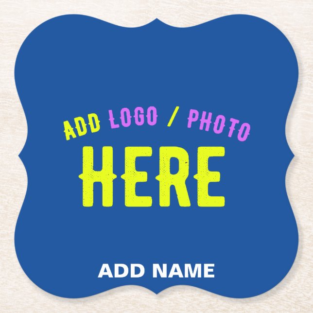 STYLISH MODERN CUSTOM COBALT BLUE VERIFIED BRANDED PAPER COASTER (Front)