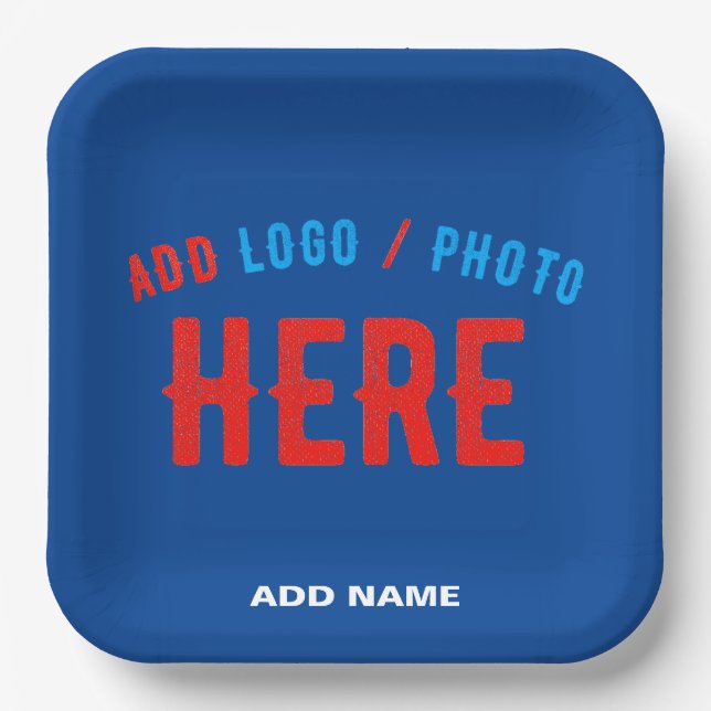STYLISH MODERN CUSTOM COBALT BLUE VERIFIED BRANDED PAPER PLATE (Front)