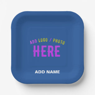 STYLISH MODERN CUSTOM COBALT BLUE VERIFIED BRANDED PAPER PLATE