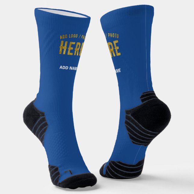 STYLISH MODERN CUSTOM COBALT BLUE VERIFIED BRANDED SOCKS (Angled)