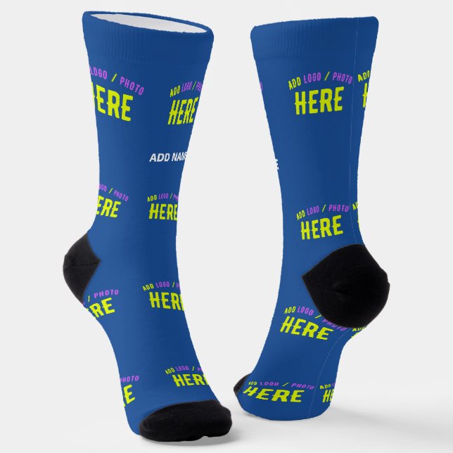 STYLISH MODERN CUSTOM COBALT BLUE VERIFIED BRANDED SOCKS (Angled)