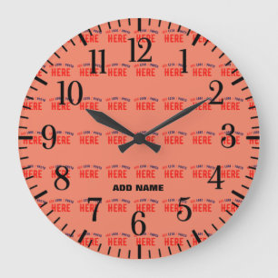 STYLISH MODERN CUSTOM CORAL ORANGE VERIFIED BRAND LARGE CLOCK