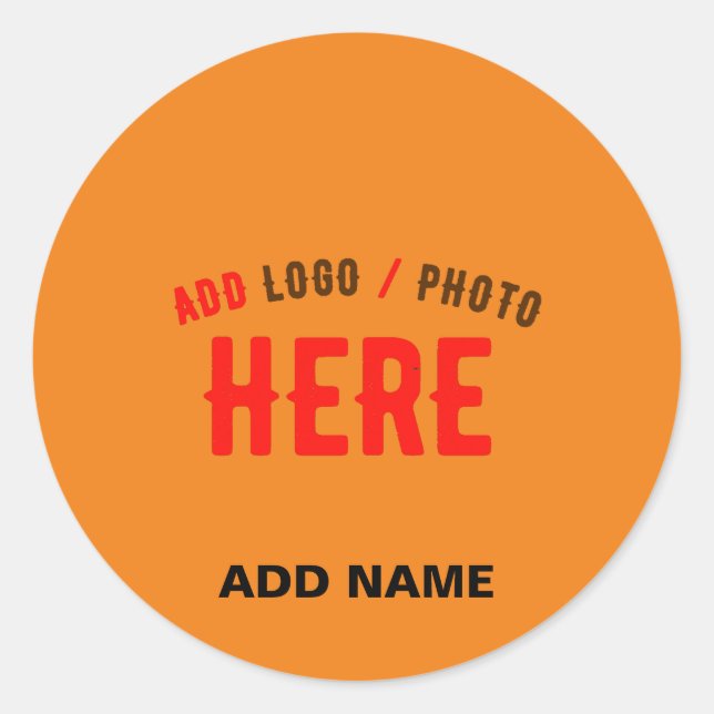STYLISH MODERN CUSTOM DARK ORANGE VERIFIED BRANDED CLASSIC ROUND STICKER (Front)