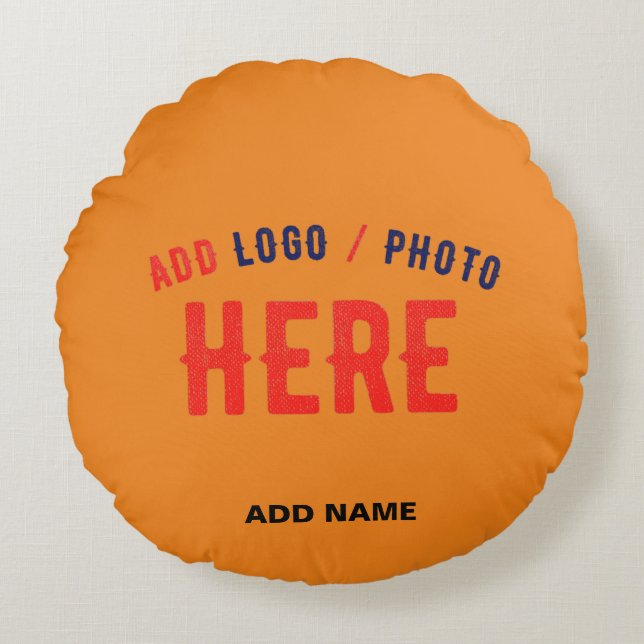 STYLISH MODERN CUSTOM DARK ORANGE VERIFIED BRANDED ROUND CUSHION (Front)