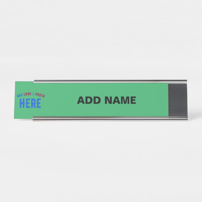 STYLISH MODERN CUSTOM EMERALD GREEN VERIFIED BRAND DESK NAME PLATE (Front)