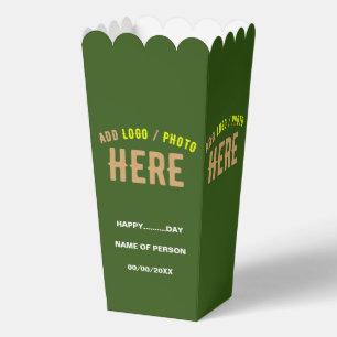 STYLISH MODERN CUSTOM FOREST GREEN BRAND POPCORN FAVOUR BOX