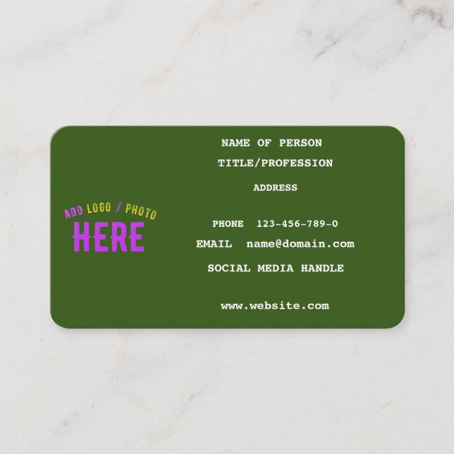 STYLISH MODERN CUSTOM FOREST GREEN VERIFIED BRAND CALLING CARD (Front)