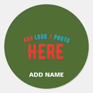 STYLISH MODERN CUSTOM FOREST GREEN VERIFIED BRAND CLASSIC ROUND STICKER