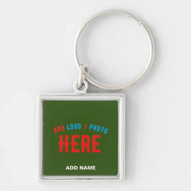 STYLISH MODERN CUSTOM FOREST GREEN VERIFIED BRAND KEY RING (Front)