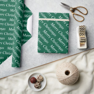 stylish modern custom green colour merry Christmas Wrapping Paper