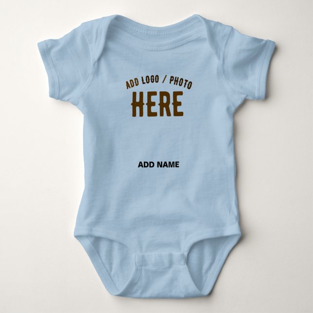 STYLISH MODERN CUSTOM LIGHT BLUE VERIFIED BRANDED BABY BODYSUIT (Front)
