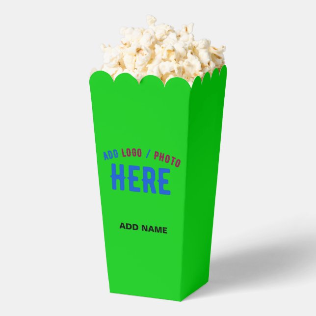 STYLISH MODERN CUSTOM LIME GREEN BRANDED POPCORN FAVOUR BOX (Popped)