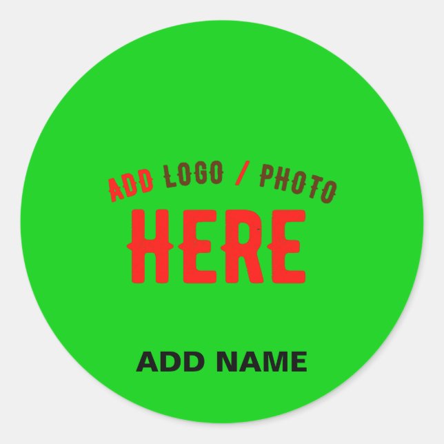 STYLISH MODERN CUSTOM LIME GREEN VERIFIED BRANDED CLASSIC ROUND STICKER (Front)