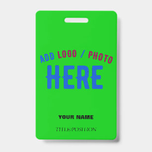 STYLISH MODERN CUSTOM LIME GREEN VERIFIED BRANDED ID BADGE
