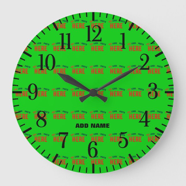 STYLISH MODERN CUSTOM LIME GREEN VERIFIED BRANDED LARGE CLOCK (Front)