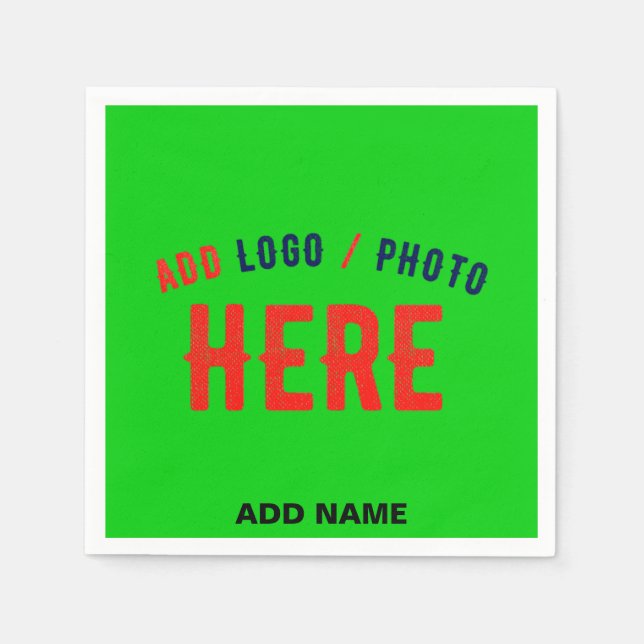 STYLISH MODERN CUSTOM LIME GREEN VERIFIED BRANDED NAPKIN (Front)