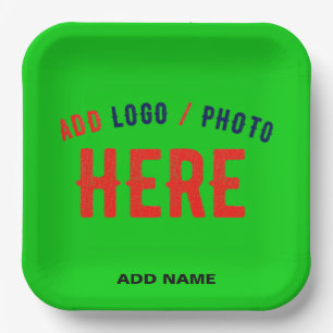 STYLISH MODERN CUSTOM LIME GREEN VERIFIED BRANDED PAPER PLATE