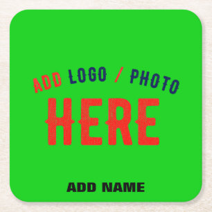 STYLISH MODERN CUSTOM LIME GREEN VERIFIED BRANDED SQUARE PAPER COASTER