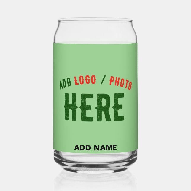 STYLISH MODERN CUSTOM MINT GREEN VERIFIED BRANDED CAN GLASS (Front)