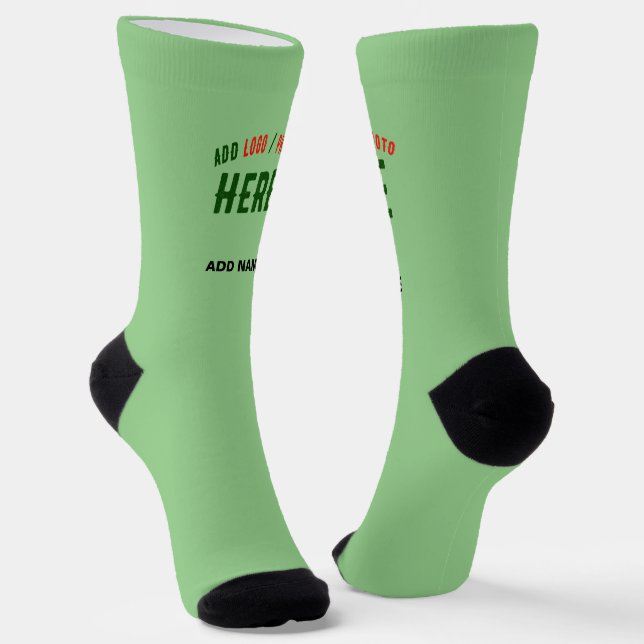 STYLISH MODERN CUSTOM MINT GREEN VERIFIED BRANDED SOCKS (Angled)