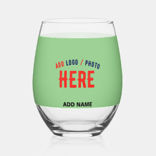STYLISH MODERN CUSTOM MINT GREEN VERIFIED BRANDED STEMLESS WINE GLASS