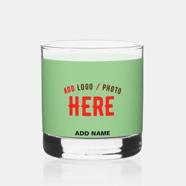 STYLISH MODERN CUSTOM MINT GREEN VERIFIED BRANDED WHISKEY GLASS (Front)