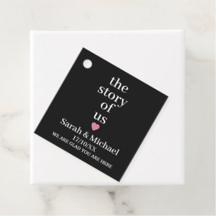 STYLISH MODERN CUSTOM NAME CLASSIC BLACK WEDDING FAVOUR TAGS