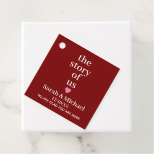 STYLISH MODERN CUSTOM NAME CLASSIC RED WEDDING FAVOUR TAGS