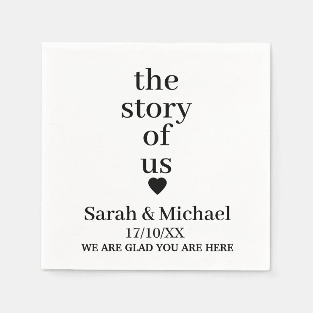 STYLISH MODERN CUSTOM NAME CLASSIC WHITE WEDDING  NAPKIN (Front)