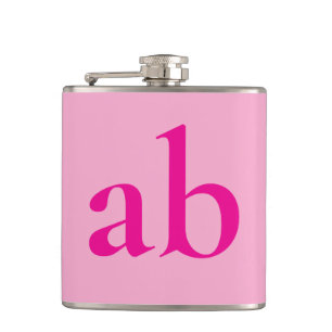 STYLISH MODERN CUSTOM NAME HOT PINK WEDDING HIP FLASK