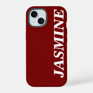 STYLISH MODERN CUSTOM NAME SOLID CHERRY RED COLOUR iPhone 15 CASE