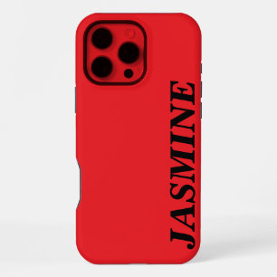 STYLISH MODERN CUSTOM NAME SOLID CLASIC RED COLOUR iPhone 16 PRO MAX CASE