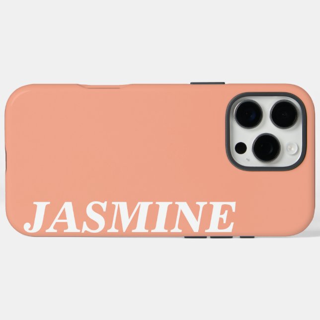 STYLISH MODERN CUSTOM NAME SOLID PEACH COLOUR Case-Mate iPhone CASE (Back (Horizontal))