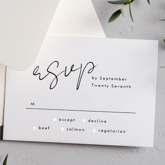 Stylish Modern Custom Names Tuxedo Wedding RSVP Card (Creator Uploaded)