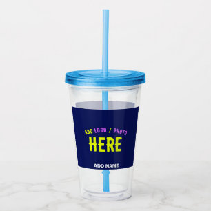STYLISH MODERN CUSTOM NAVY BLUE VERIFIED BRANDED ACRYLIC TUMBLER