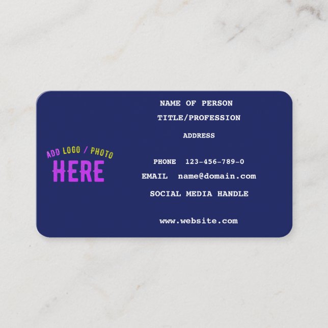 STYLISH MODERN CUSTOM NAVY BLUE VERIFIED BRANDED CALLING CARD (Front)