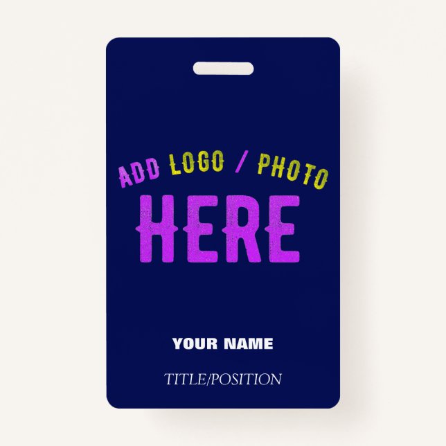 STYLISH MODERN CUSTOM NAVY BLUE VERIFIED BRANDED ID BADGE (Front)
