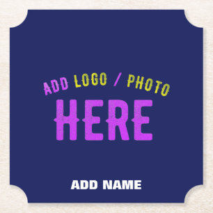 STYLISH MODERN CUSTOM NAVY BLUE VERIFIED BRANDED PAPER COASTER