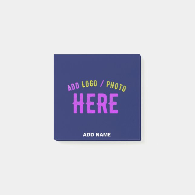 STYLISH MODERN CUSTOM NAVY BLUE VERIFIED BRANDED POST-IT NOTES (Front)
