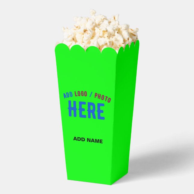 STYLISH MODERN CUSTOM NEON GREEN BRANDED POPCORN FAVOUR BOX (Popped)