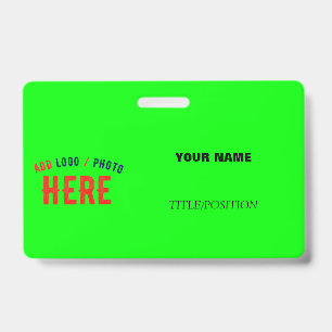 STYLISH MODERN CUSTOM NEON GREEN VERIFIED BRANDED ID BADGE